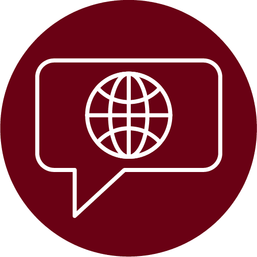 Bilingual Icon in red circle