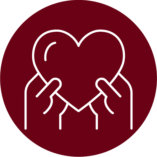 Hands Heart Icon in red circle