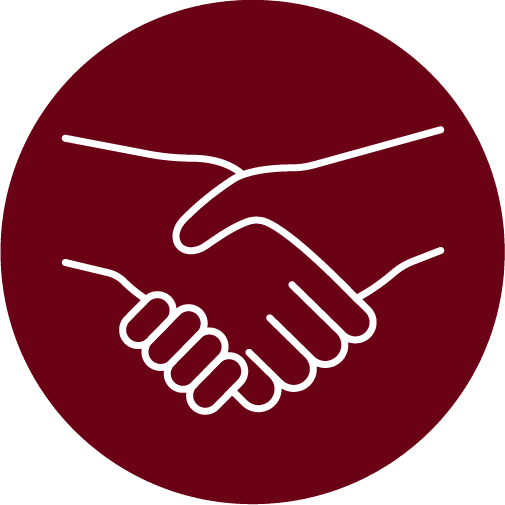 Handshake Icon in red circle