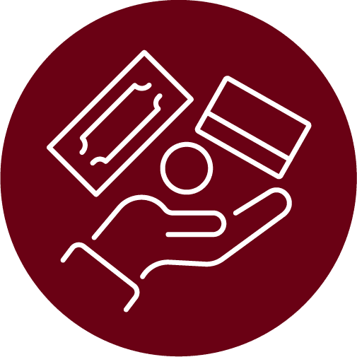 payment options icon in red circle